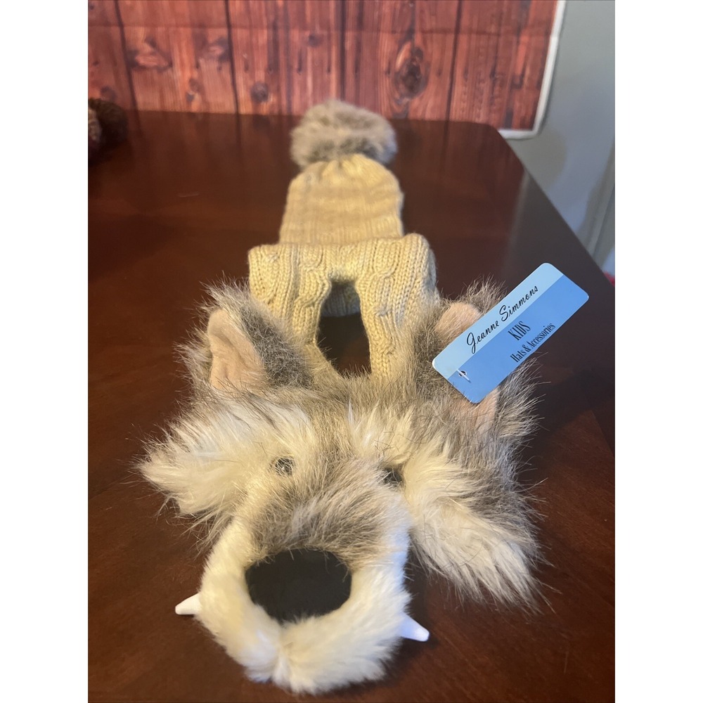 Jeanne Simmons Coyote Face And Tail Knit Scarf Kid Size Knit Animal